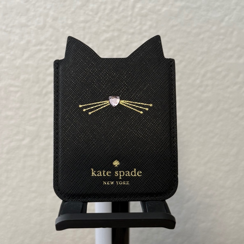 Kate Spade embellished cat sticker phone pocket
